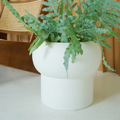 Nordic ins style fat floor basin cement breathable set basin large diameter black and white home decoration flower pot