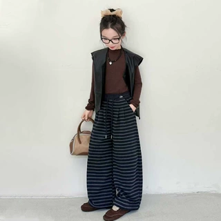 秋季女童休闲裤童装儿童女孩收缩脚口条纹卫裤宽松百搭洋气运动裤