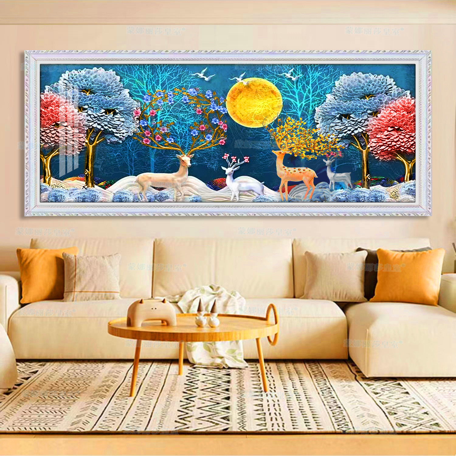 Productos genuinos Mona Lisa Royal Cruz puntada ELK acompañado nuevo simple rico ciervos Sala pintura decorativa hilo bordado image 3