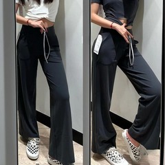 lulu磨毛瑜伽闊腿褲寬鬆Throwback Still運動女長褲直筒垂感顯瘦