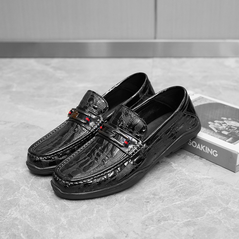 Nuovo set di scarpe comode da uomo in pelle con stampa alla moda, tendenza casual_voghion.com