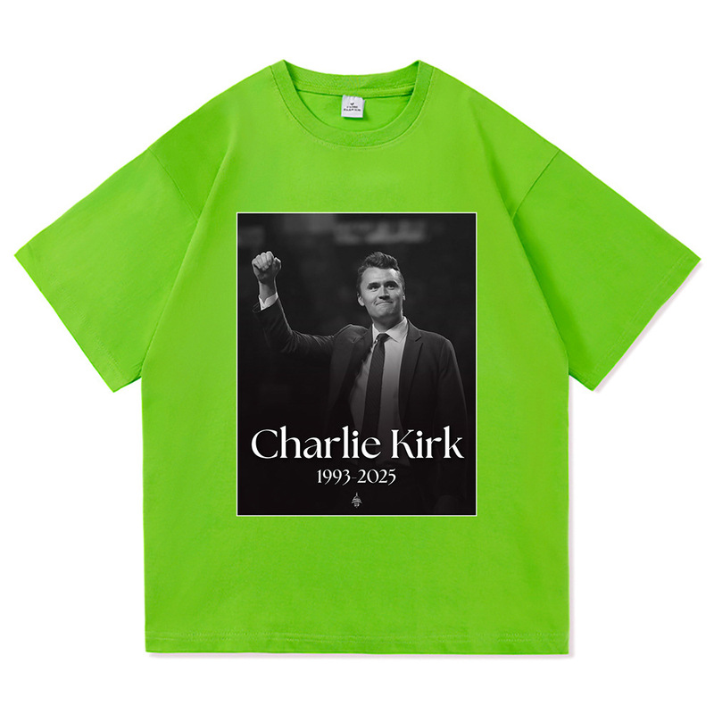 【欧码棉T】Charlie Kirk自由T恤时尚男/女原宿美学字母印花T恤中|undefined