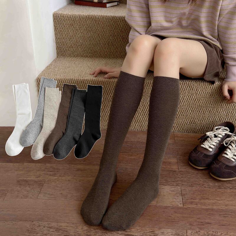 Women's autumn and winter Japanese-style calf socks, JK cotton socks, solid color, anti-pilling, seamless long tube socks, slimming women's socks Women's autumn and winter Japanese-style calf socks, JK cotton socks, solid color, anti-pilling, seamless long tube socks, slimming women's socks