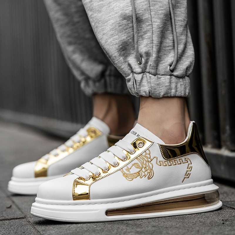 小白鞋男潮春秋夏季麥坤氣墊厚底增高男鞋情侶款休閒鞋女板鞋真皮