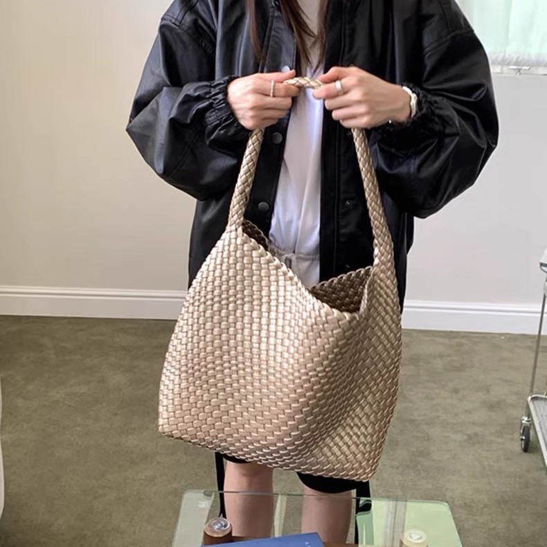 手工编织大容量水桶腋下包包女高级感通勤手提单肩时尚百搭托特包|undefined