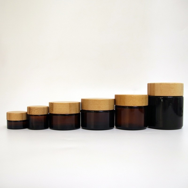 茶色竹木盖膏霜瓶便携小样旅行分装瓶面膜面霜身体乳化妆品瓶批发