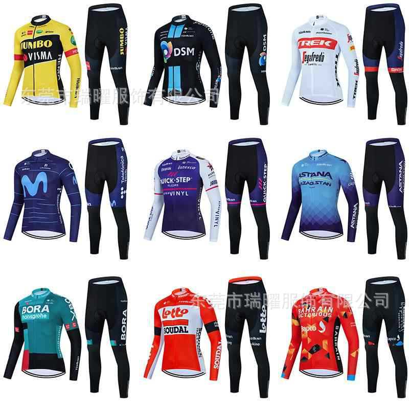 New Tour De France Cycling Jersey Long-Sleeved Suit for Men and Women in Autumn and Winter Road Mountain Bike Breathable Long Tops and Pants