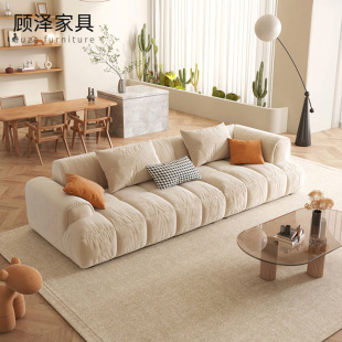 佛山轻奢奶油侘寂风客厅磨砂绒沙发小户型设计师wow定制布艺沙发-阿里巴巴