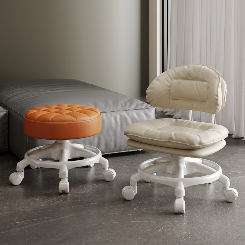 Swivel Stool with Wheels, Low Stool for Changing Shoes at the Door, Pedicure Low Stool, Toddler Walking Chair with Wheels