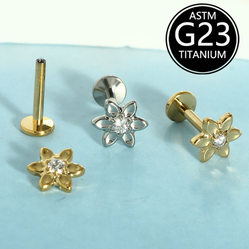 16G labret stud size and finish detail