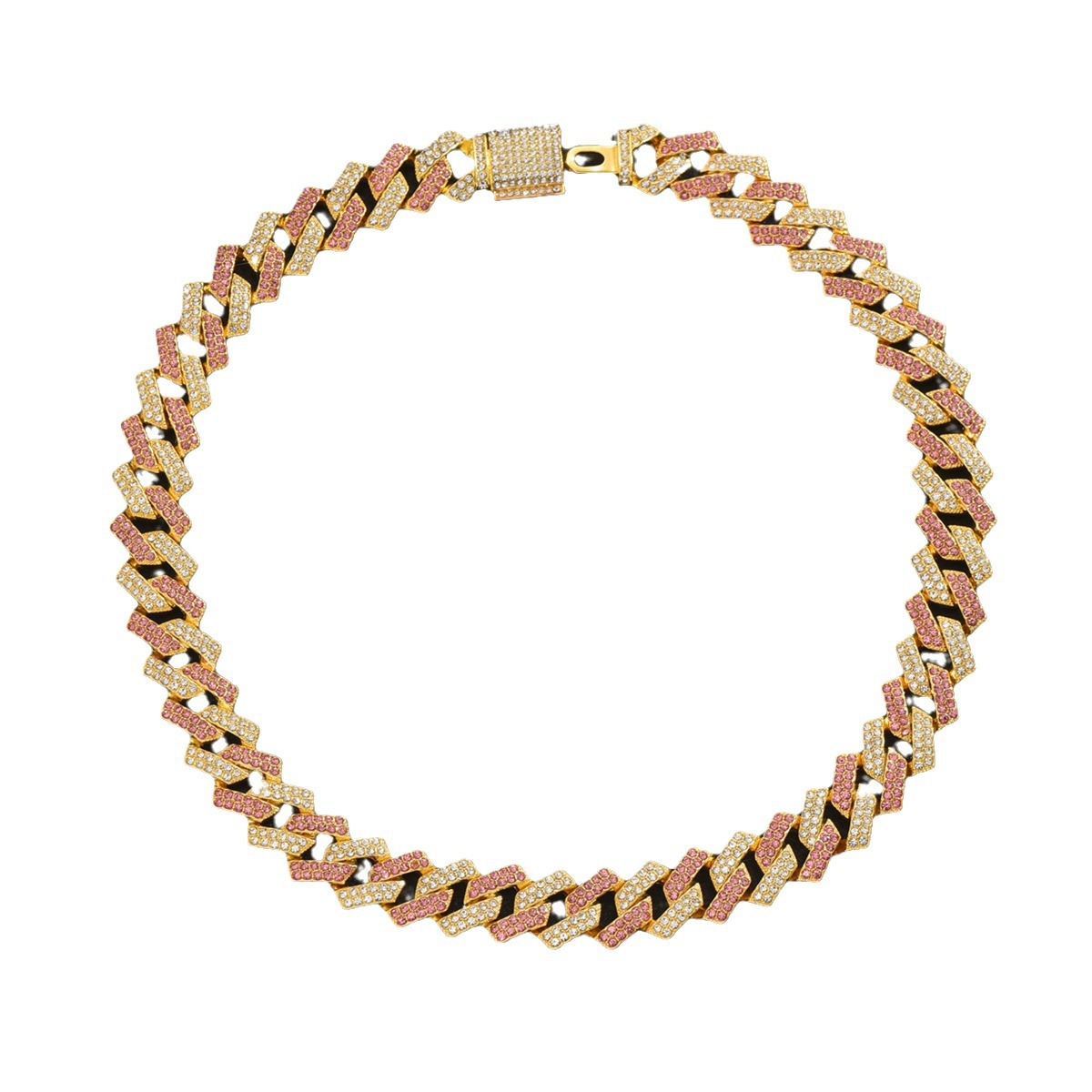 Men's Double Row Diamond Cuban Chain Necklace For Stylish Look_voghion.com