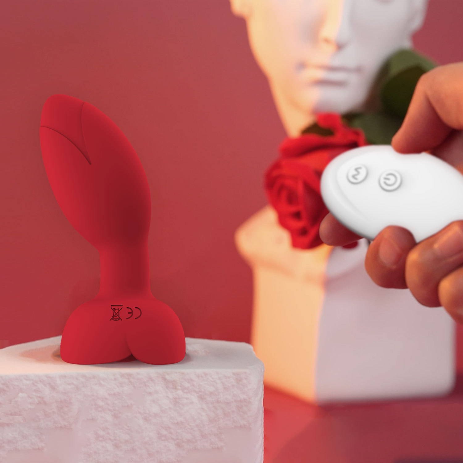 App Remote Control Vibrating Rose Anal Plug with 10 Frequencies and Swinging Motion — detail image 7