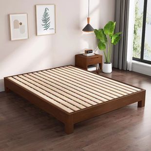 Solid Wood Bed Tatami Bedroom Solid Wood Simple 1.2m Bedside Rental Room 1.8m Floor Suspended Bed Frame Double