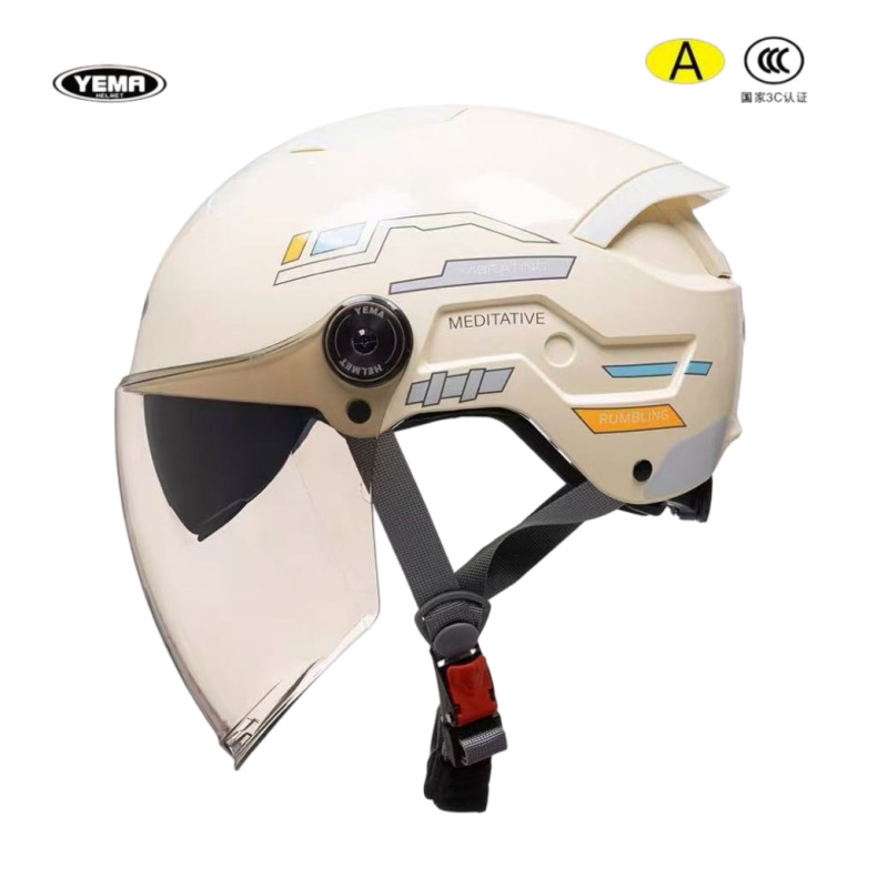 2026 New Model Mustang 3C Certified Ym371S Dual-Mirror Half Helmet New National Standard Motorcycle Electric Vehicle Safety Helmet New Summer Model