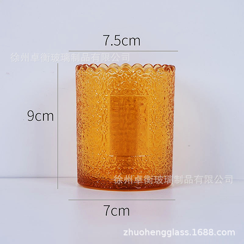 彩7590レースの香りのろうそくの杯のレースのガラスのろうそくの杯の250mlの新しいラベルの鋳型のろうそくの台|undefined