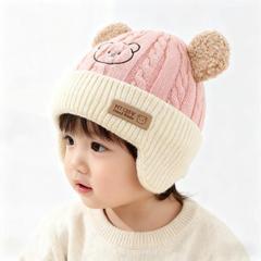 秋冬季保暖可爱小熊帽护耳帽男女童婴幼儿毛线帽宝宝针织儿童帽子