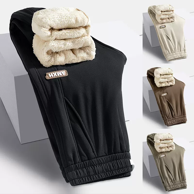 2025秋冬新款休闲裤男士羊羔绒秋裤冬季加绒棉裤加厚运动裤子