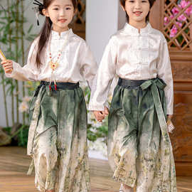 儿童汉服国学服中国风古装书童幼儿园园服小学生演出服朗诵表演服