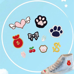 New Cute Small Number Fabric Patch Canvas Patch Clothing Sticker Bag Patches Cherry Embroidery Self Adhesive