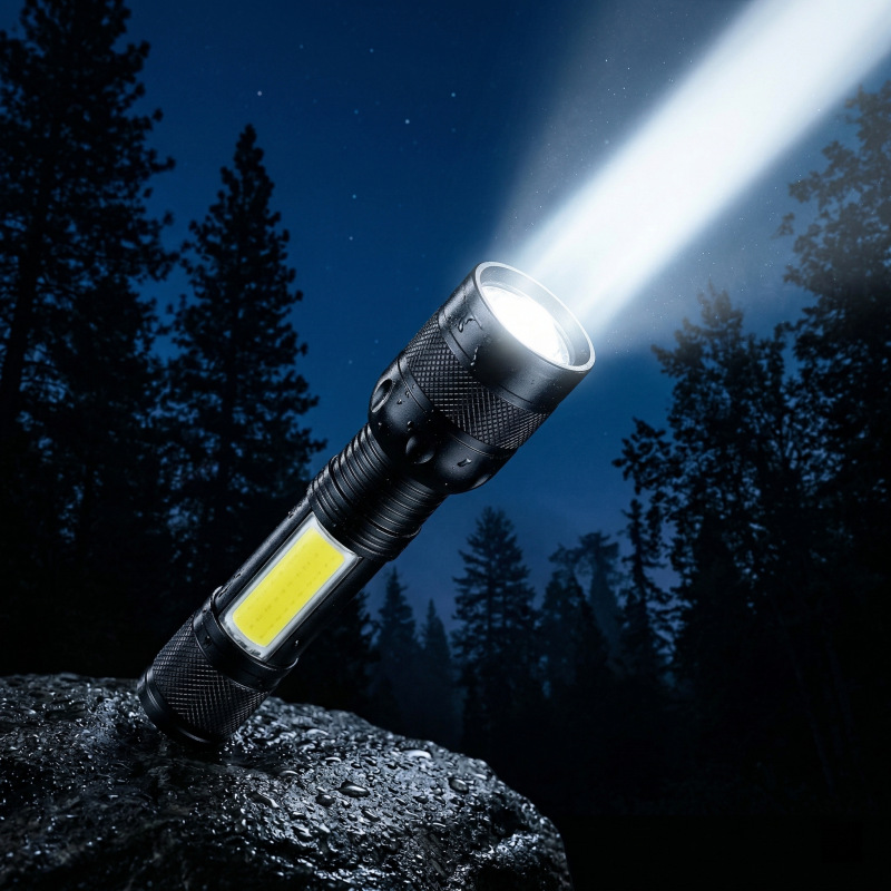 Telescopic Zoom Flashlight Outdoor Household Emergency Portable Rechargeable Handheld Laser Flashlight Led Light