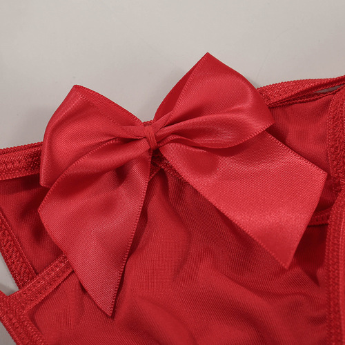 Lingerie cross-border supply source for Europe and America foreign trade, sexy women's red mesh lingerie three-piece set