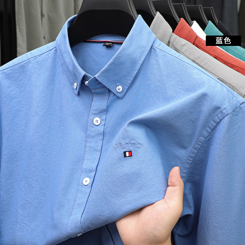 Authentic American Tommy Long-Sleeved Shirt Men's Autumn New Style Young and Middle-Aged Casual 100% Long-Staple Cotton Business Professional Shirt