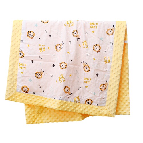 Gauze Air-Conditioning Blanket for Babies, Bean-Shaped Baby Blanket, Thickened & Washable Children's Blanket, Infant Quilt, Snuggle Blanket, Coral-Fleece Toddler Rug
