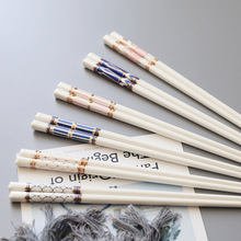 5双礼品陶瓷筷子套装家用欧式奢华防潮防霉防滑耐高温象牙瓷筷子