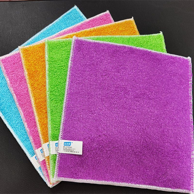 Double-Layer Thickened Bamboo Fiber Dishcloth, Carbon Fiber Cleaning Kitchen Cloth, Non-Greasy Scouring Pad for Home Use