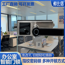 玻璃门指纹锁球形熊猫锁办公室高隔玻璃门球型锁单开执手锁免改孔