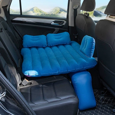 of cars, SUVs, and sedans; foldable air – Vehicle-mounted inflatable bed - default-item-two-seater-flocked-blue-long-ottoman-car-pump
