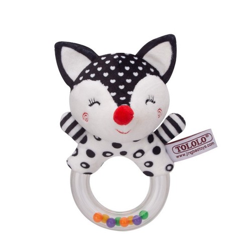Newborn baby fox elephant hand rattle round hand zipper bag combination set cartoon animal rubber ring rattle