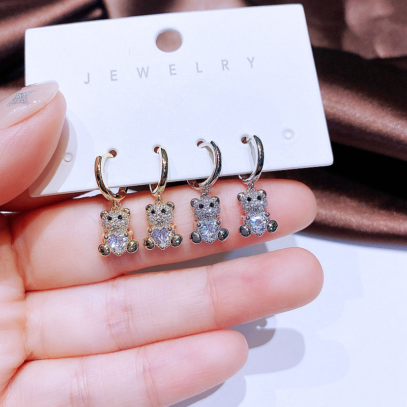 Womenu0027S Fashion Bear Copper Earrings Inlaid zircon Zircon Drop Earrings