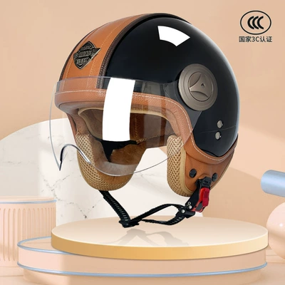 Motosiklet kaskı (dəbilqə) – Certified Electric Motorcycle Helmet Men's - bright-black-orange-peel-m