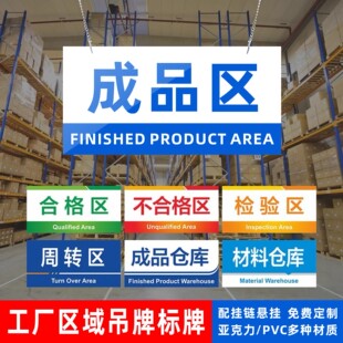 车间仓库分区挂牌标示亚克力区域吊牌成品区包装区检验区合格区牌-阿里巴巴
