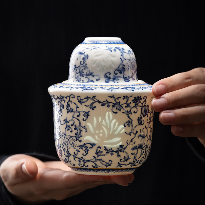 Blue and White Jade Porcelain Exquisite Wine Warmer Ceramic Wine Pot Home Use Hot Wine Pot Yellow Wine White Wine Cup Wine Set