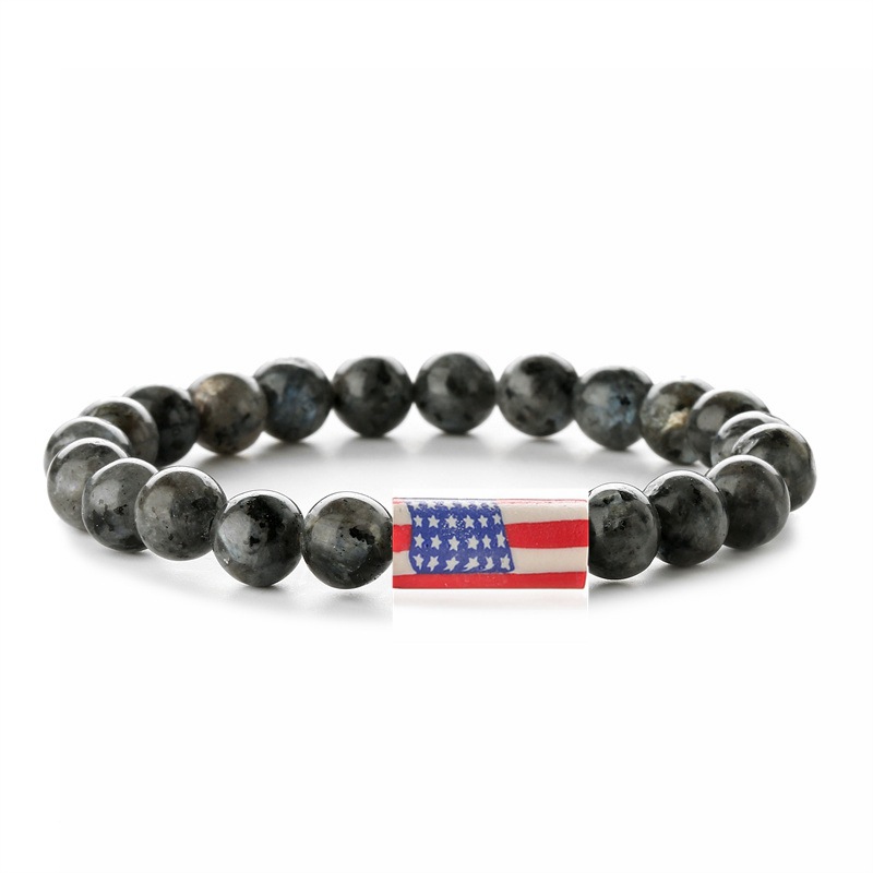 Europa y Estados Unidos transfronterizos banderas de ágata de piedra turquesa línea elástica cuentas pulseras pulseras pulseras de regalo para hombres y mujeres