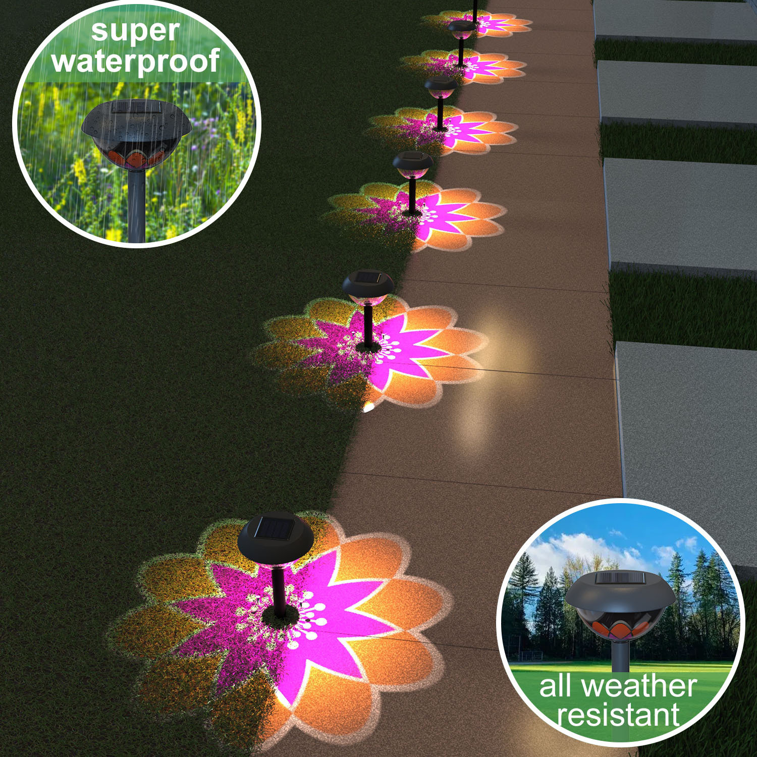 Luz de proyección de césped de jardín solar transfronteriza, luz de decoración de atmósfera de patio impermeable al aire libre, luz nocturna de control de luz enchufable