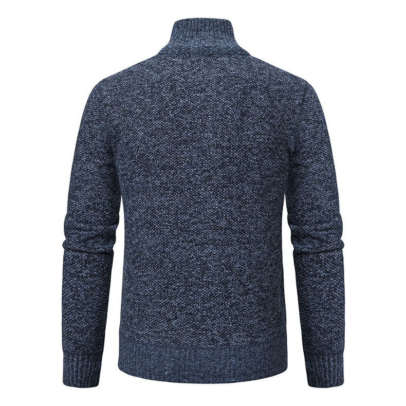 Men's 2024 men's casual knitted base stand up collar with fleece warm sweater jacket for men_voghion.com