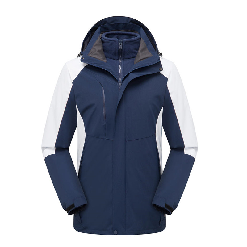 Logotipo de impresión de ropa de trabajo para hombres y mujeres otoño y invierno engrosado 3 en 1 revestimiento desmontable chaqueta exterior