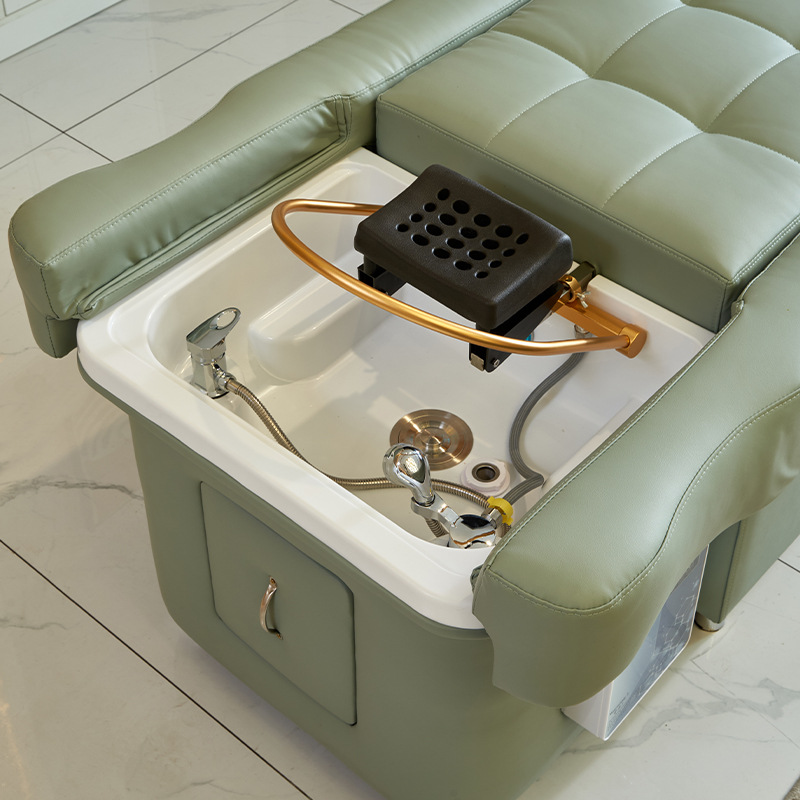 Cama de lavado de cabello elevadora eléctrica con circulación de agua a temperatura constante, cama de tratamiento de cabello masaje, fumigación, baño de pies, terapia de pies, salón de peluquería especial