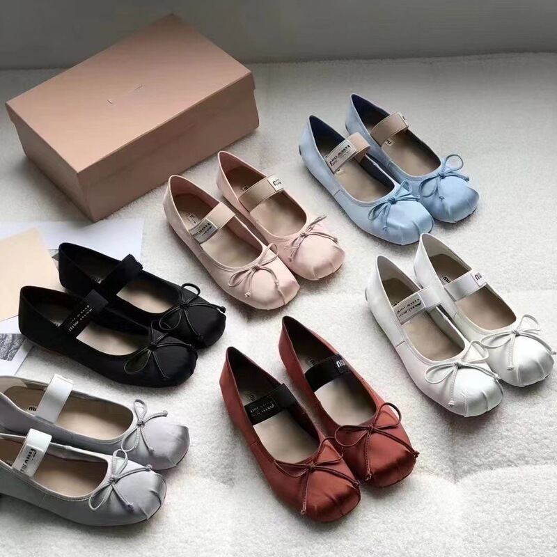 High Version Miu Bow Ballet Flats Shoes for Women Spring & Fall Versatile Mary Jane Shallow Flats Shoes for Women