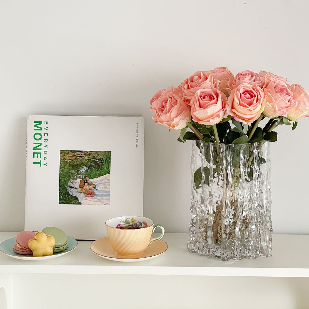 Trandafiri flori artificiale 7 capete margini uscate arse flori artificiale din plastic decorare living artă florală mobilier living fotografie lumină_voghion.com