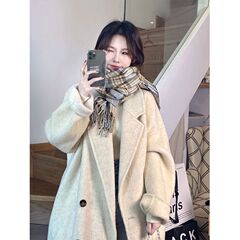 燕麦色双面呢子大衣女2025秋冬季新款韩系高级感气质毛呢外套上衣