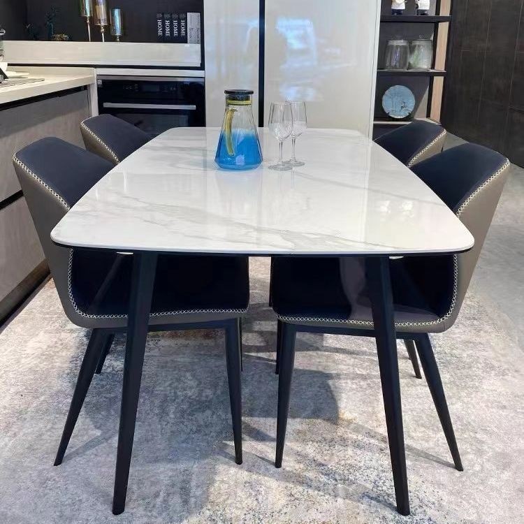 Bright Slate Dining Table and Chair Combination Small Apartment Modern Simple Dining Table Light Luxury Nordic Style Italian Slate Dining Table