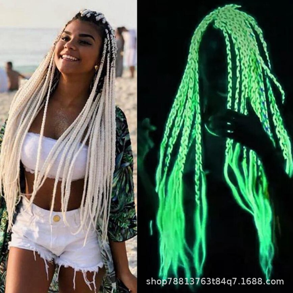 Luminoso trenza grande extensión del pelo color luminoso trenza cola de caballo trenza sucia peluca mujer brillante trenzas