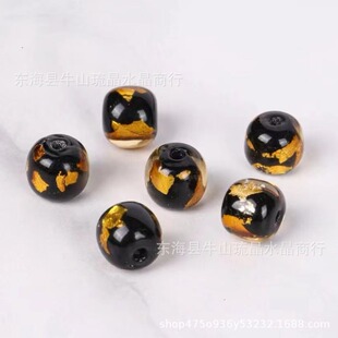 See Jue Wo Zhu handmade colored glaze black gold foil loose beads diy old barrel beads spacer beads with text play 108 beads material