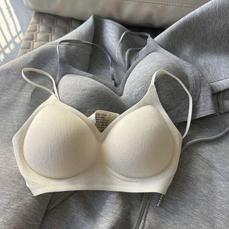 Seamless External Expansion Comic Breast Bra for Women with Small Breasts, Push-Up to Make the Waist Smaller, Sexy Spaghetti Straps Fixed Cup Bra