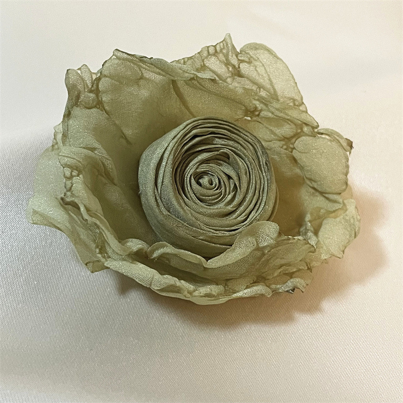 Retro Cool Flower Burnt Edge Dry Rose Brooch Hairpin Choker Long Clavicle Chain Accessories