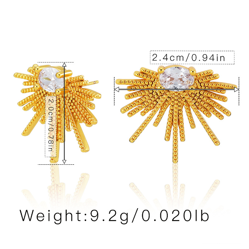 1 Pair Lady Geometric Fireworks Copper Inlay Zircon Ear Studs display picture 1